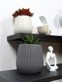 Горшок-кашпо для растений серый MBM MY HOME модель DH-FLOWERS-25 S GRAY Фото