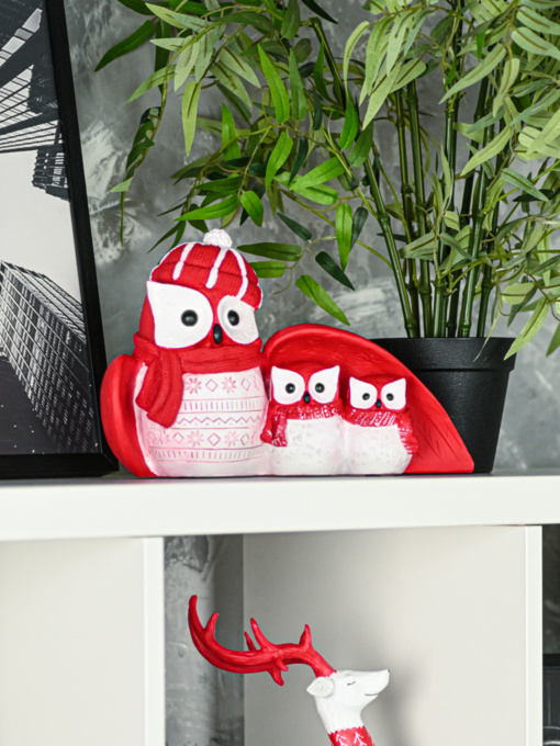 Статуэтка новогодняя "Три совы" MBM MY HOME модель DH-ST-13 RED Фото