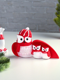 Статуетка новорічна "Три сови" MBM HOME модель DH-ST-13 RED Фото