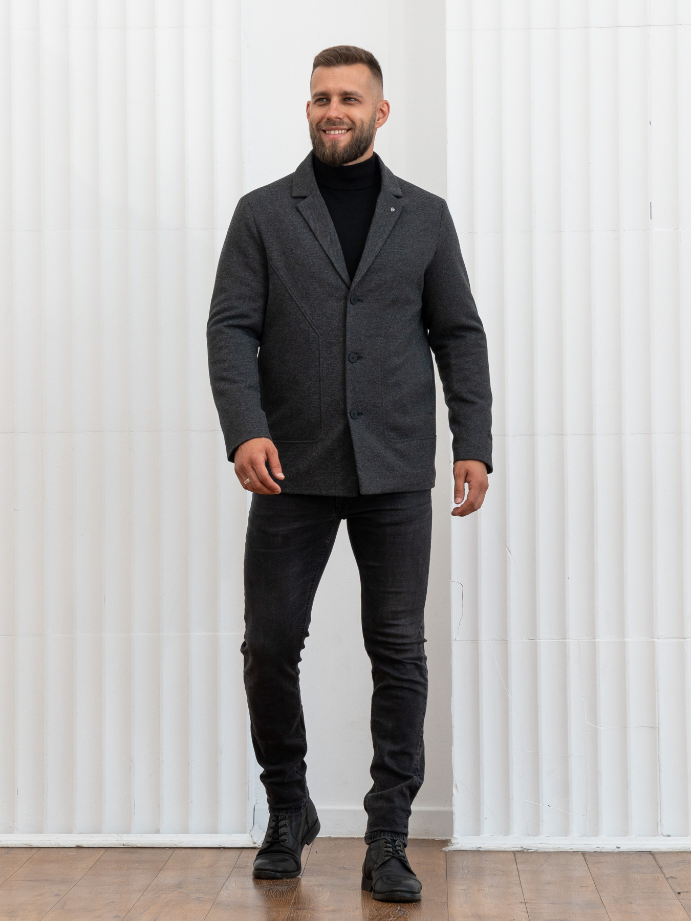 Пальто с утеплителем D&V couture модель 117-DVL-grey Фото