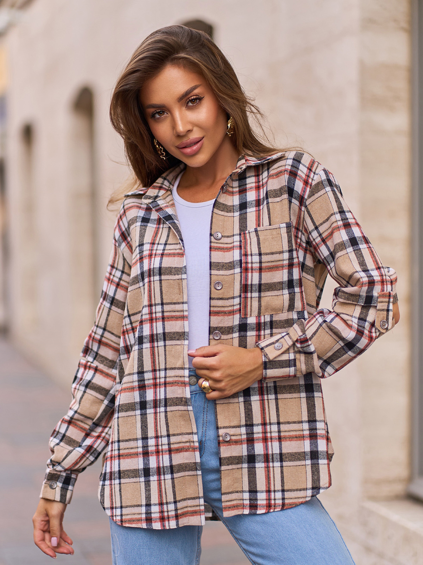 Рубашка ISSA Plus модель SA_648_бежевый Фото