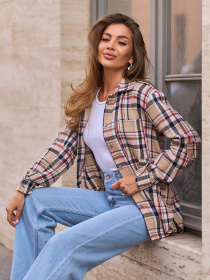 Сорочка повсякденна ISSA Plus модель SA_648_бежевый Фото