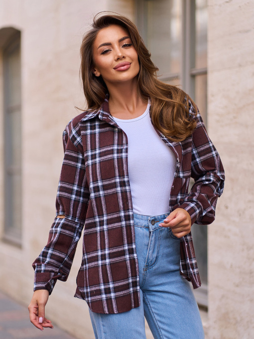 Рубашка ISSA Plus модель SA_648_коричневый Фото