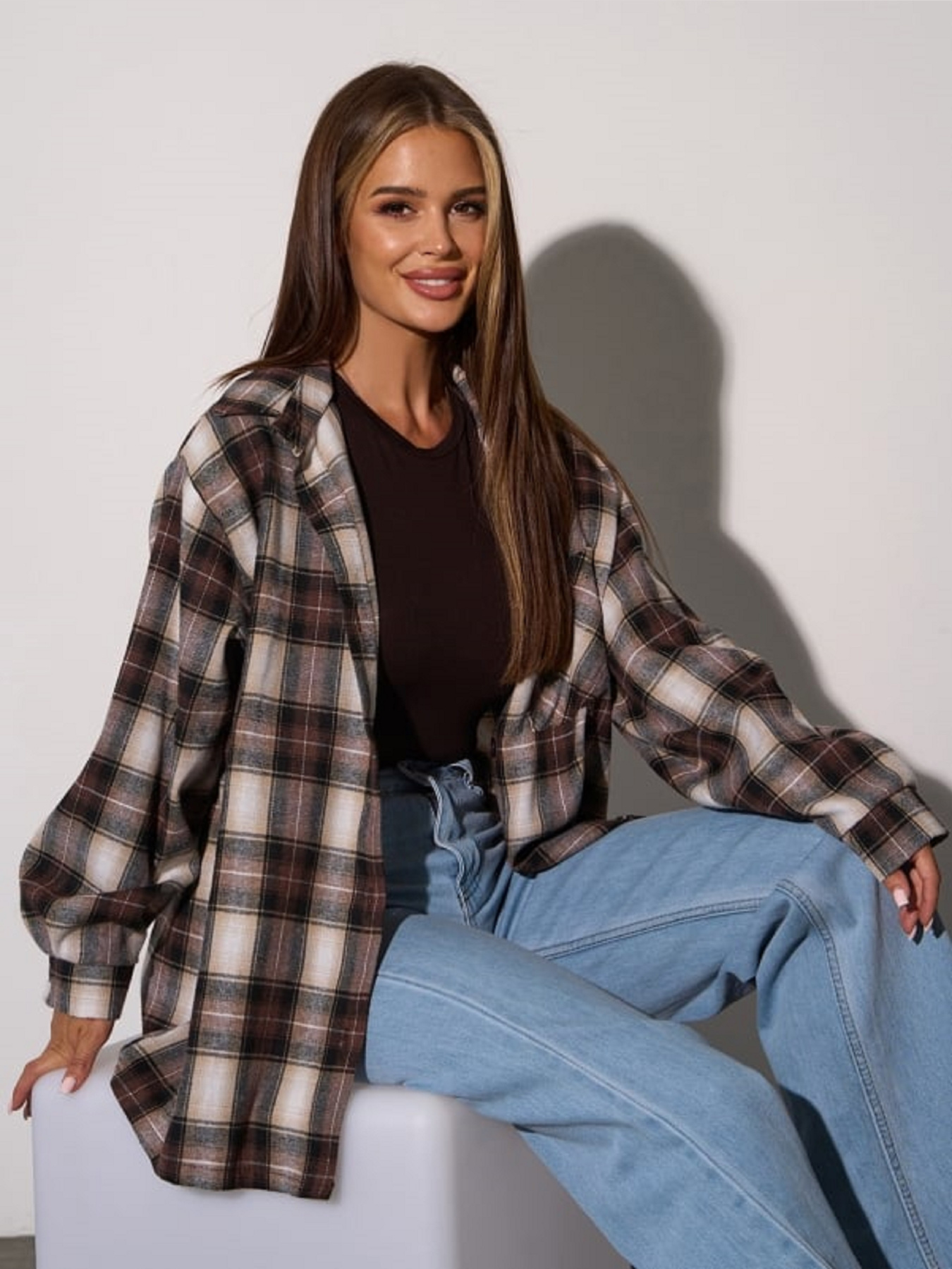 Сорочка повсякденна ISSA Plus модель 15283_коричневый Фото