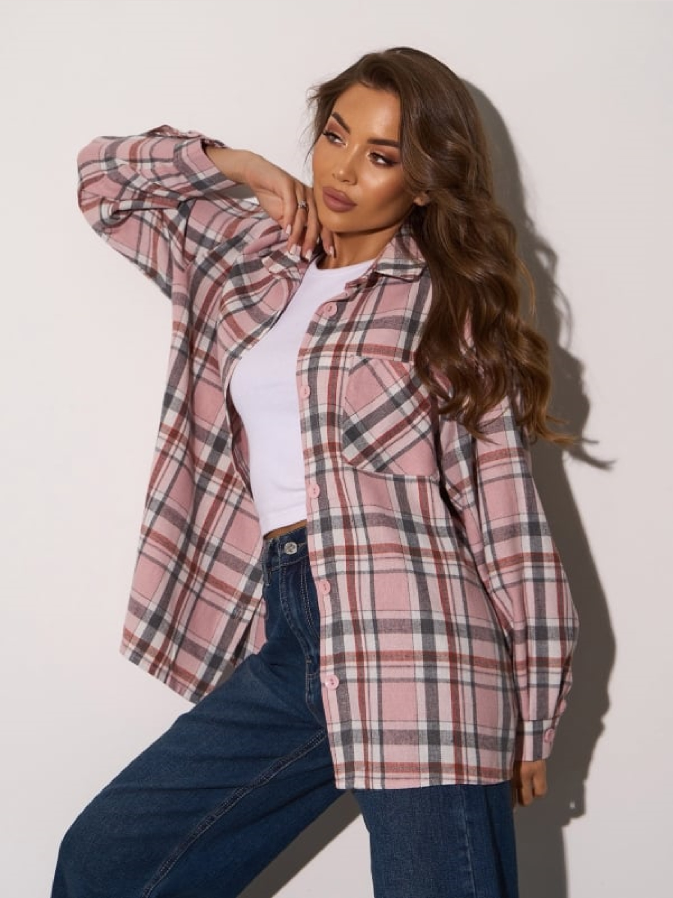 Рубашка ISSA Plus модель 15284_розовый Фото