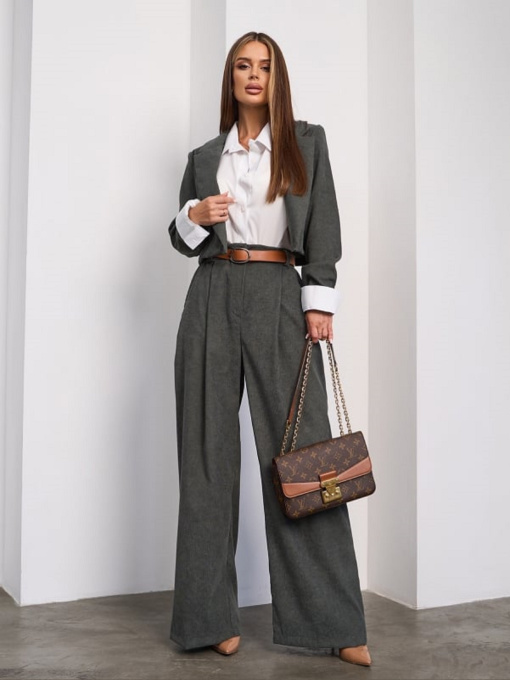 Деловой костюм ISSA Plus модель 15023A_хаки Фото