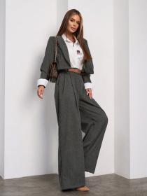 Деловой костюм ISSA Plus модель 15023A_хаки Фото