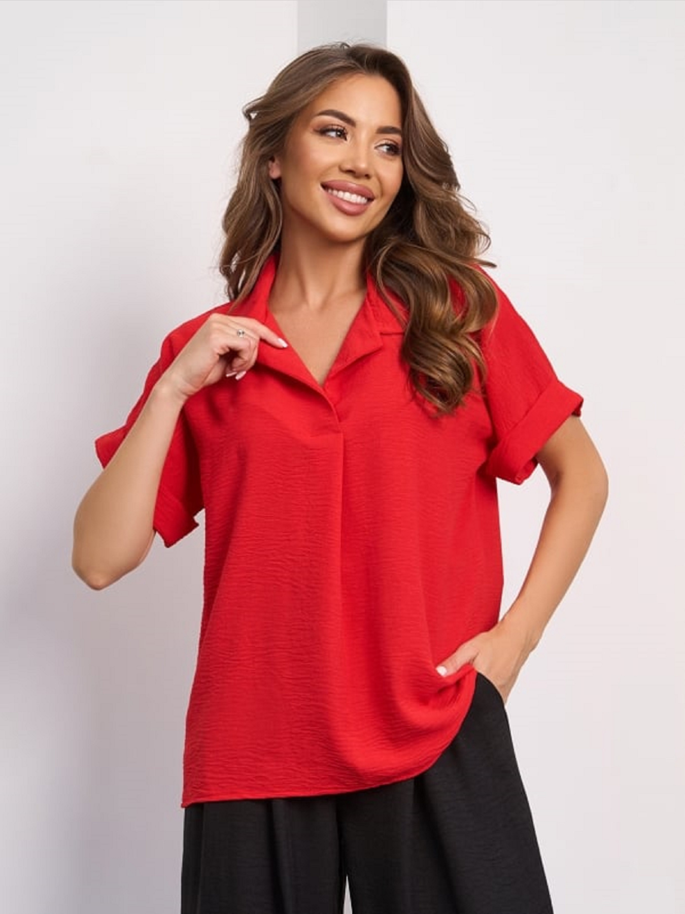 Блуза ISSA Plus модель 15278_красный Блуза ISSA Plus модель 15278_красный Фото