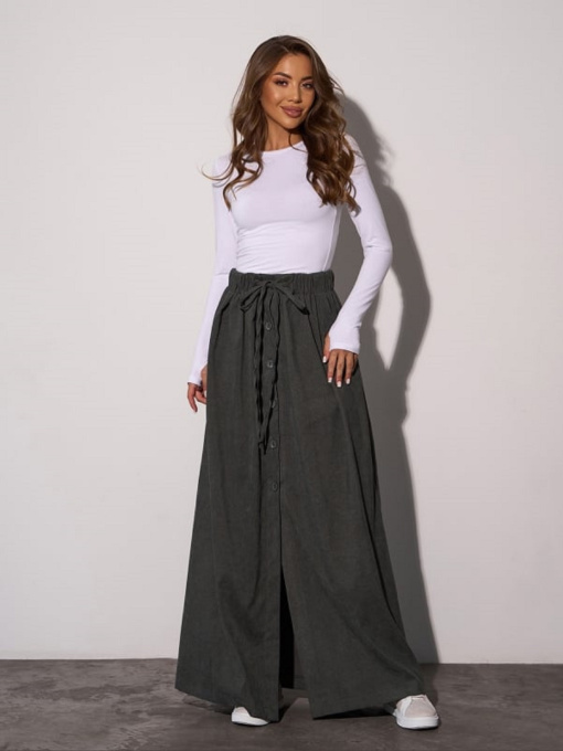 Спідниця максі ISSA Plus Модель 15285_хаки Фото