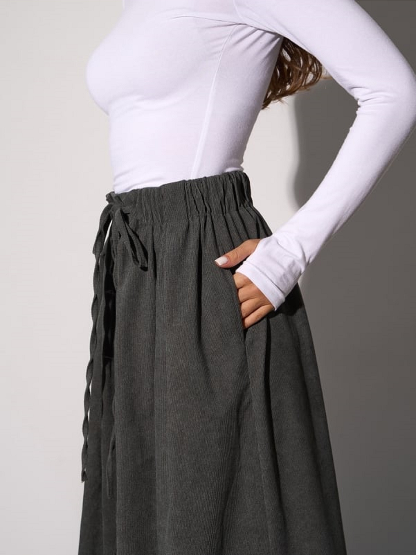 Юбка макси ISSA Plus модель 15285_хаки Фото