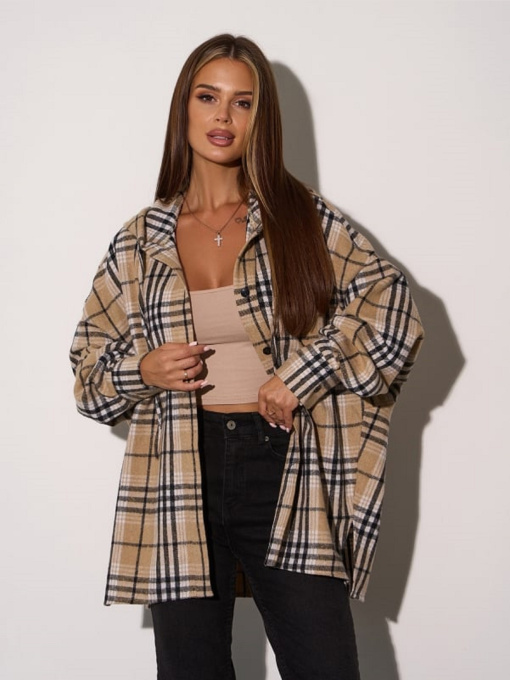 Рубашка повседневная ISSA Plus модель 15293_бежевый Фото