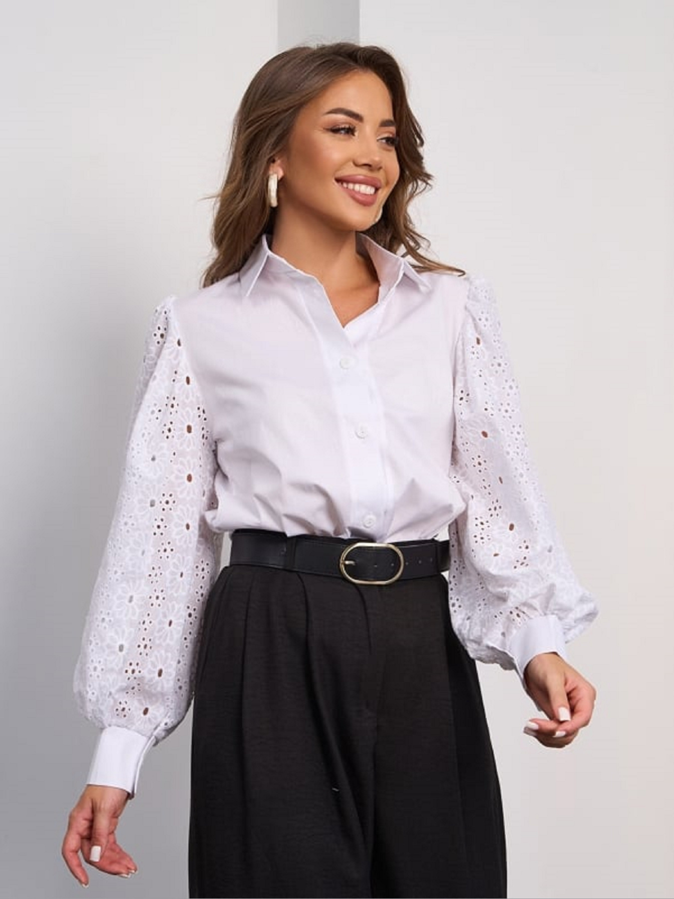 Рубашка ISSA Plus модель SA_649_белый Фото