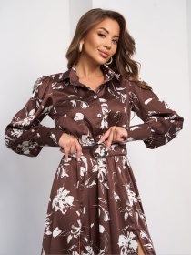 Платье миди ISSA Plus модель SA_652_коричневый Фото
