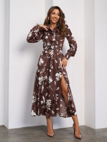 Платье миди ISSA Plus модель SA_652_коричневый Фото
