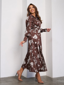 Сукня міді ISSA Plus модель SA_652_коричневый Фото
