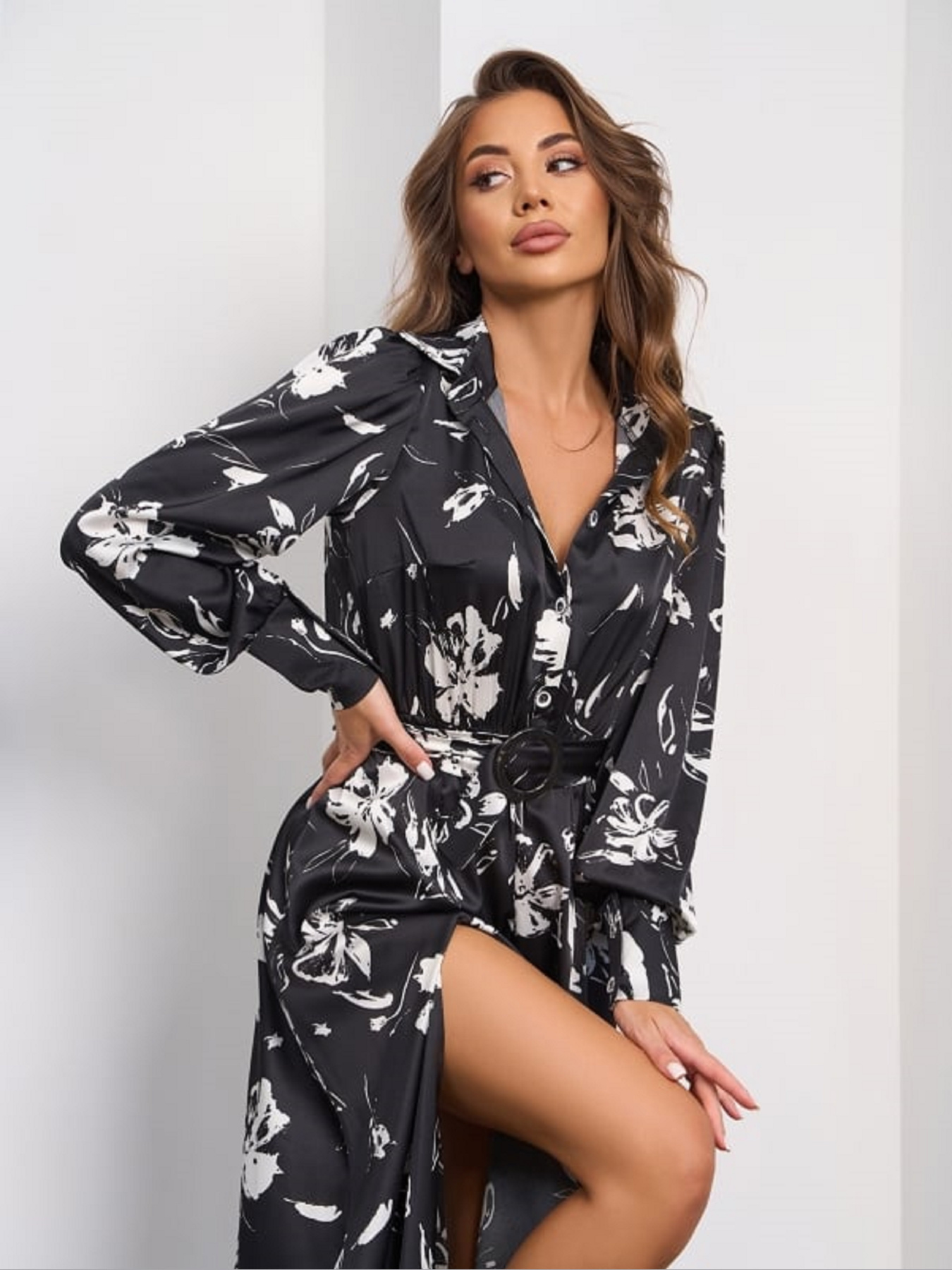 Сукня міді ISSA Plus модель SA_652_черный Фото