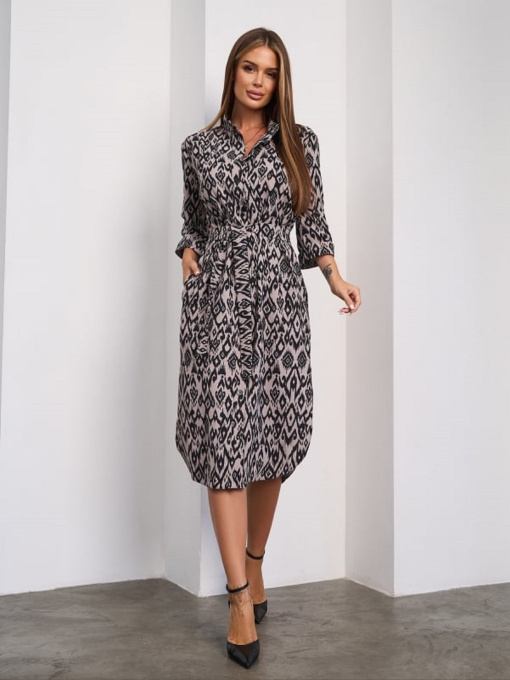 Платье миди ISSA Plus модель SA_653_коричневый Фото