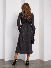 Платье миди ISSA Plus модель SA_655_черный Платье миди ISSA Plus модель SA_655_черный Фото