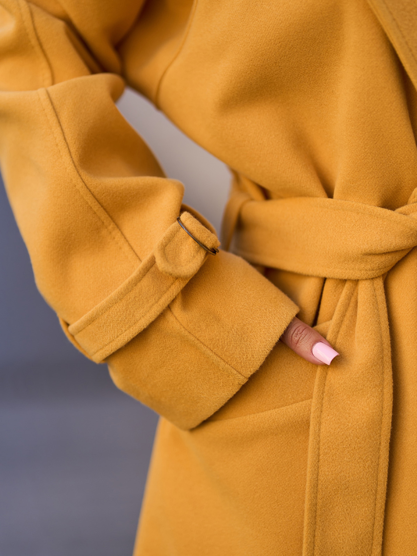 Пальто ISSA Plus модель 15090_горчичный Фото