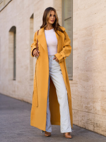 Пальто ISSA Plus модель 15090_горчичный Фото