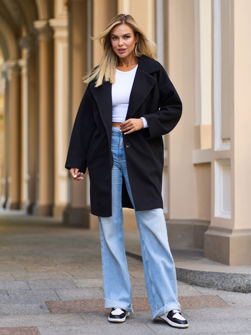 Пальто ISSA Plus модель 15297_черный Фото