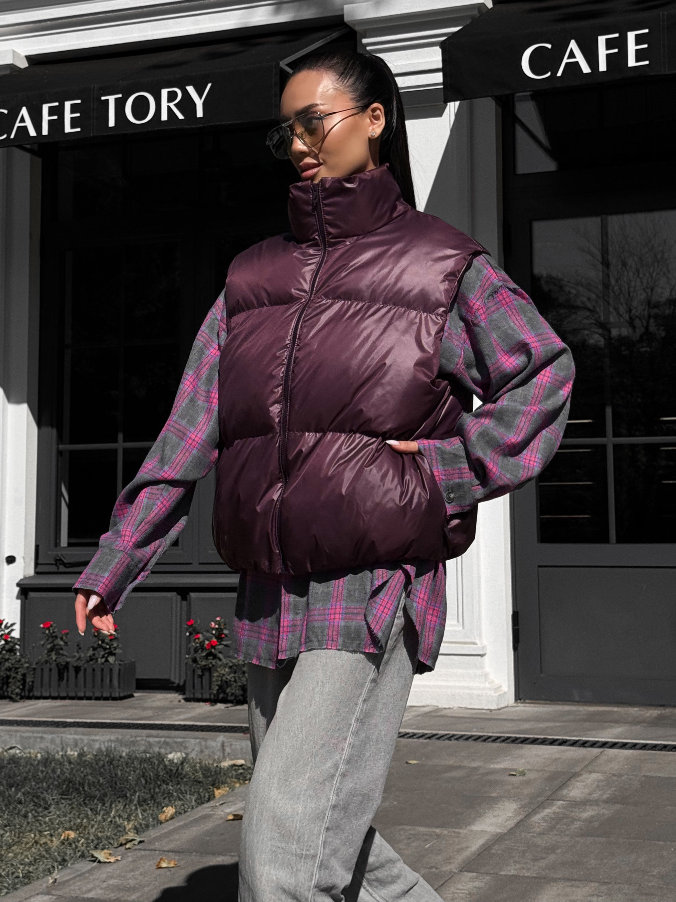 Жилет с утеплителем Jadone Fashion модель Zhylet_Hat_marsala Фото