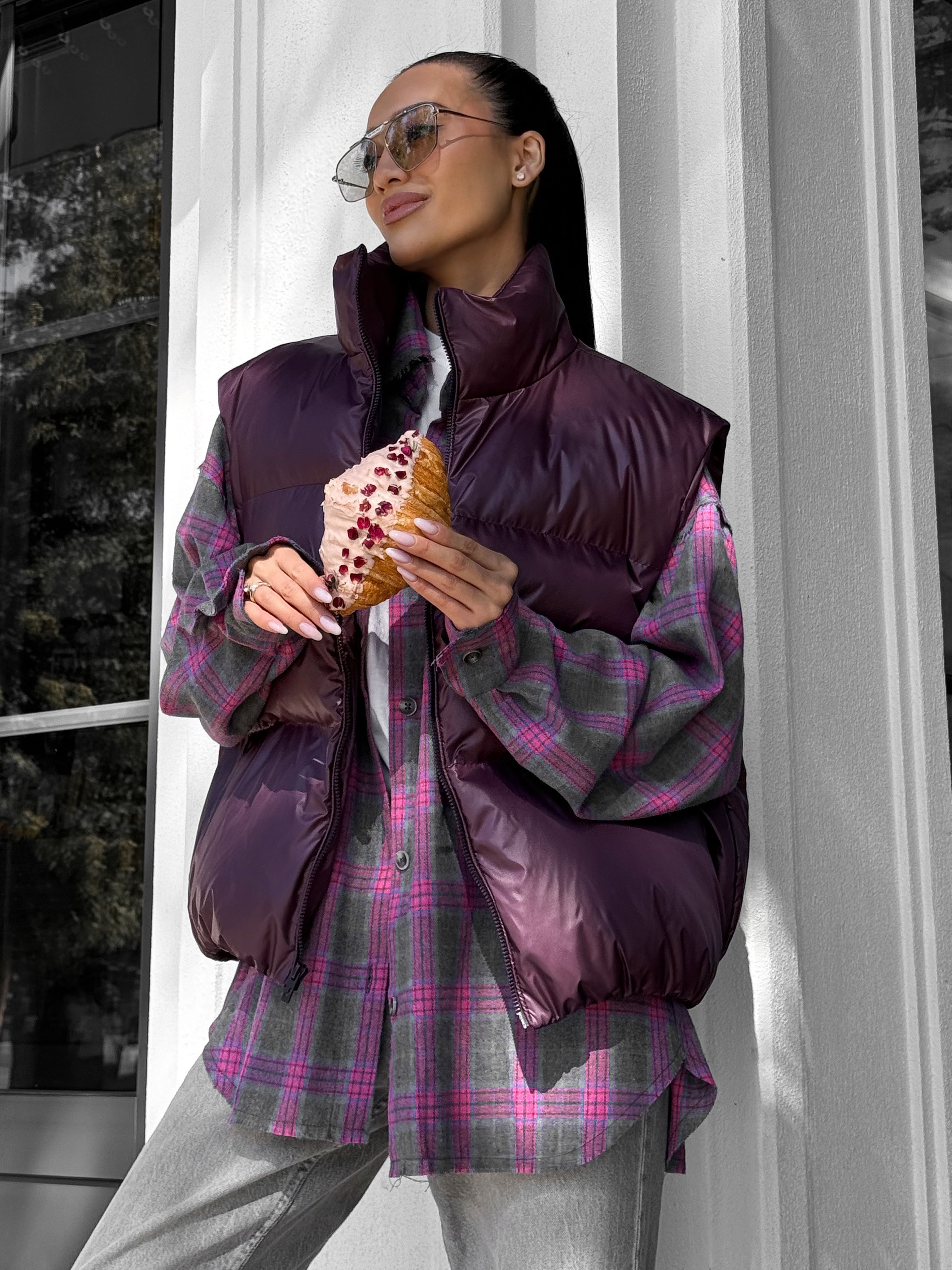 Жіночий Утеплений жилет Jadone Fashion  (Zhylet_Hat_marsala) колір бордовий, матеріал поліестер Jadone Fashion - купити в Україні