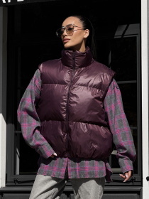 Утепленный жилет Jadone Fashion модель Zhylet_Hat_marsala Фото