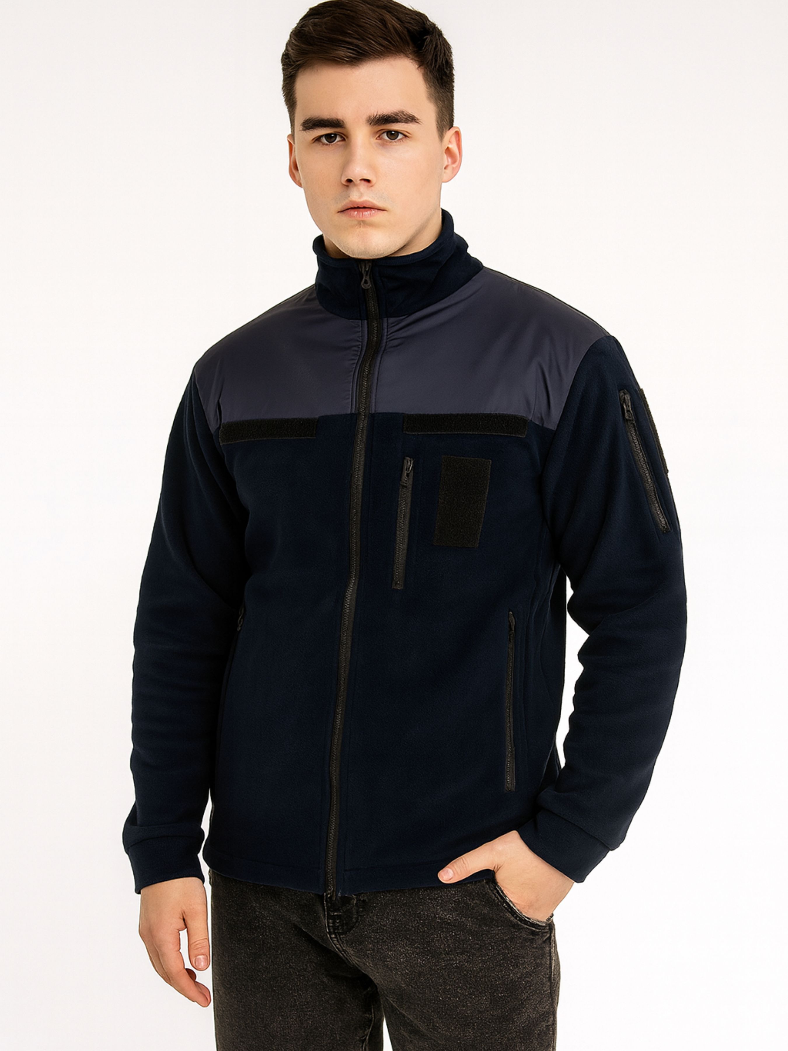 Чоловіча Флісова кофта KAZKOVA  (mp751416) колір темно-синій, матеріал фліс