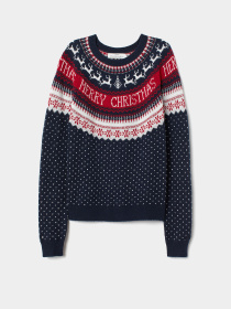 Кофты и свитера H&M модель 6577958wt_темно-синий с принтом Фото