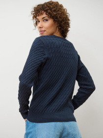 Светр із візерунком «коси», темно-синій модель T1757871784 Фото