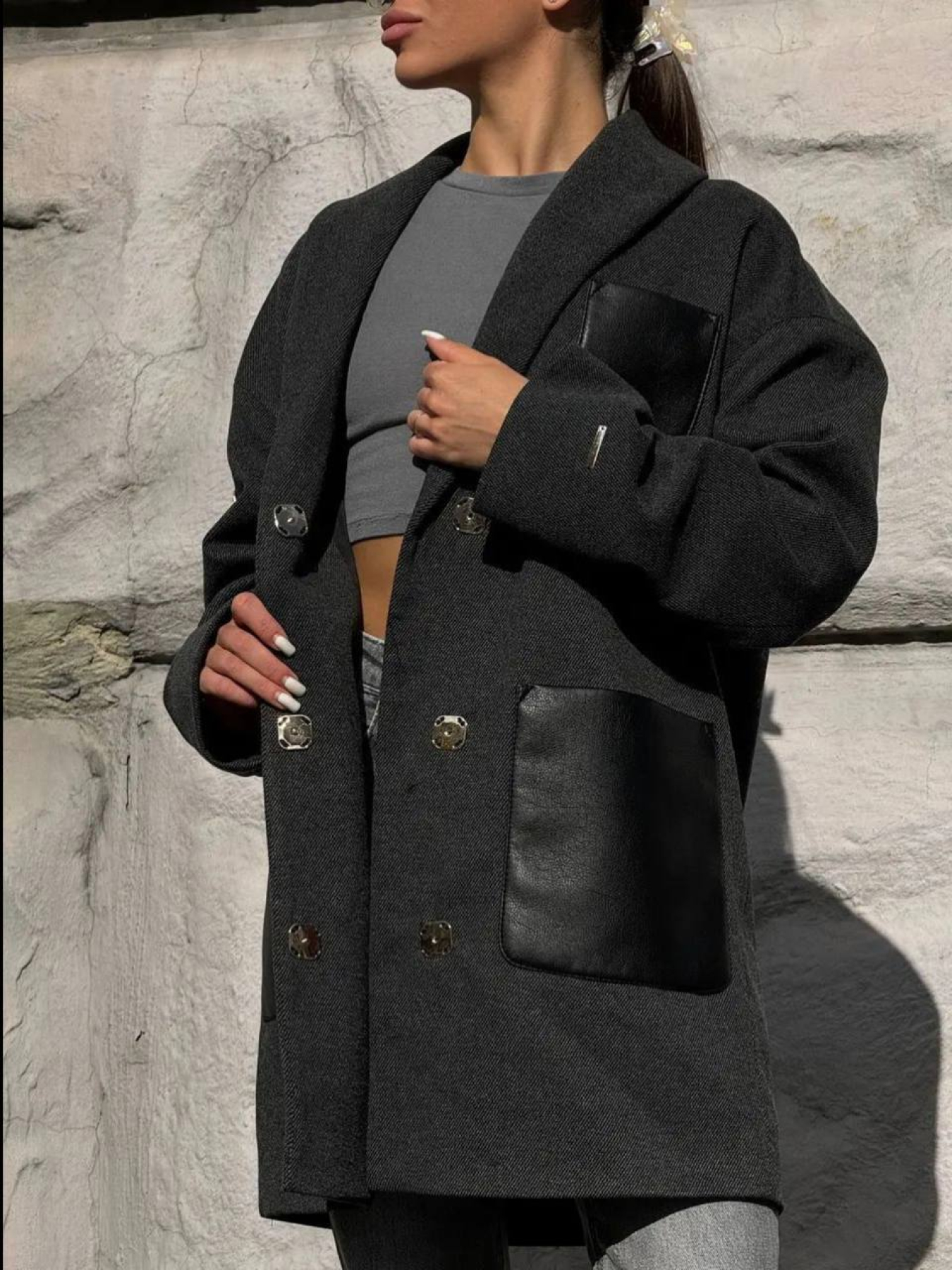 Пальто D&V couture модель DV-0013-gray Фото