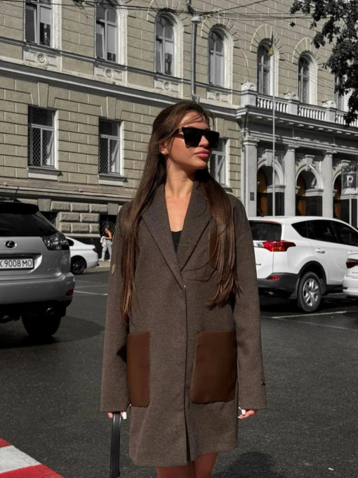 Пальто D&V couture модель DV-0013-brown Фото