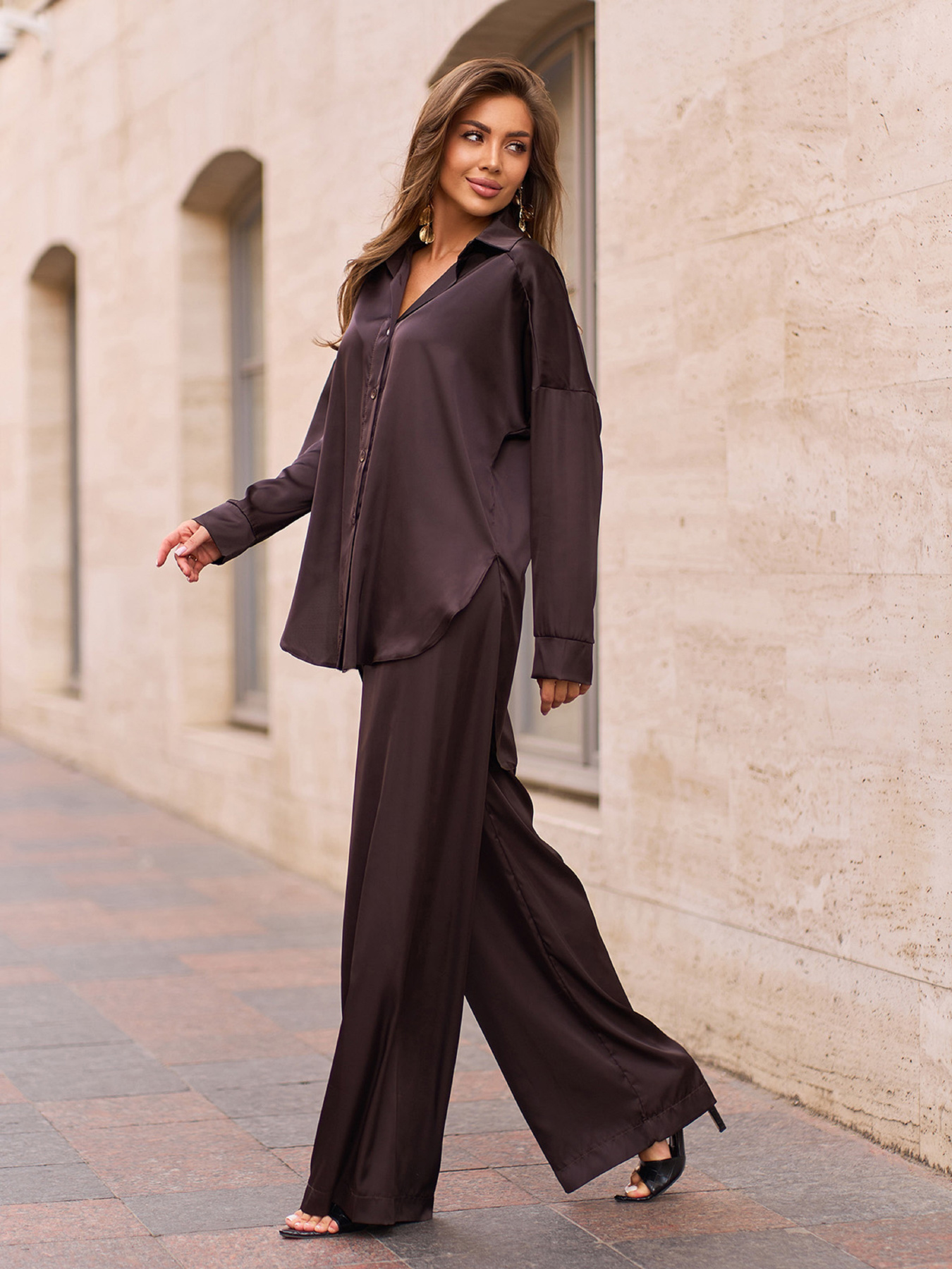 Костюм ISSA Plus модель 13782_темно_коричневый Фото