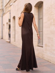 Платье макси ISSA Plus модель 15270_темно_коричневый Фото