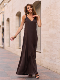 Платье макси ISSA Plus модель 15270_темно_коричневый Фото