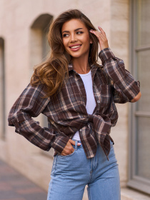 Рубашка ISSA Plus модель SA_648_коричневый_серый Фото