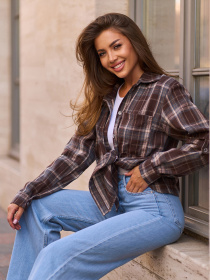 Сорочка повсякденна ISSA Plus модель SA_648_коричневый_серый Сорочка повсякденна ISSA Plus модель SA_648_коричневый_серый Фото