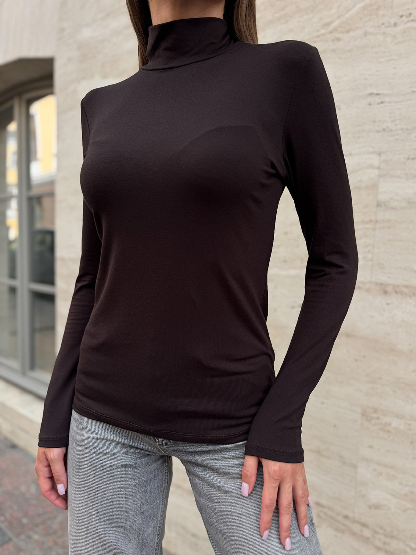 Лонгслив ISSA Plus модель 14859_темно_коричневый Фото