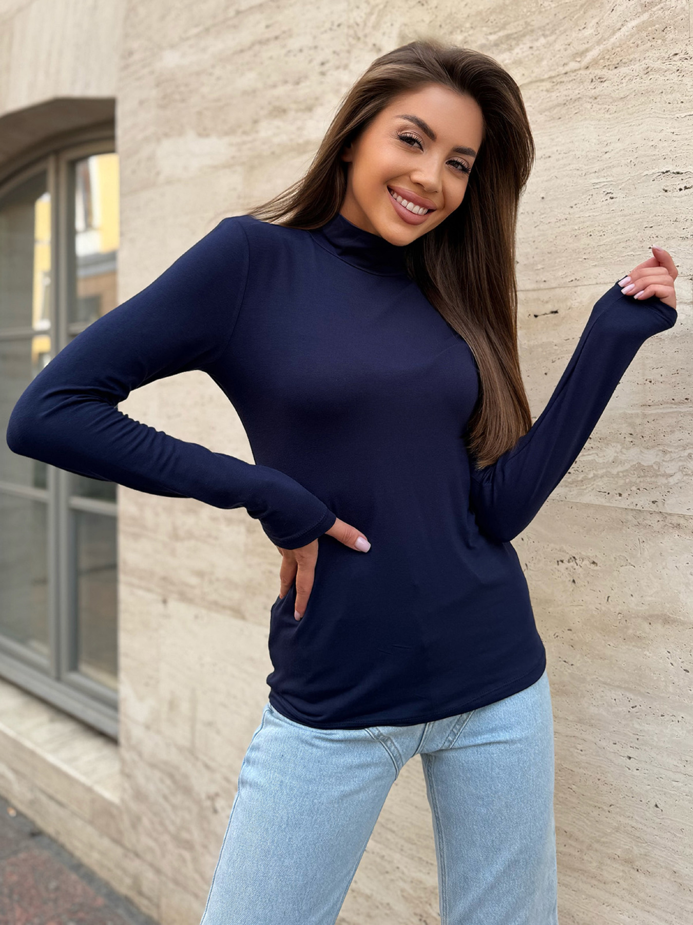 Лонгслив ISSA Plus модель 14859_темно_синий Фото