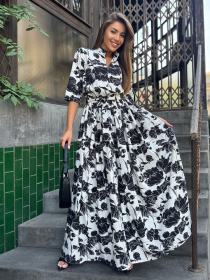 Платье макси ISSA Plus модель 15275_белый_черный Фото