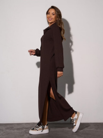 Платье макси ISSA Plus модель 14814A_темно_коричневый Фото