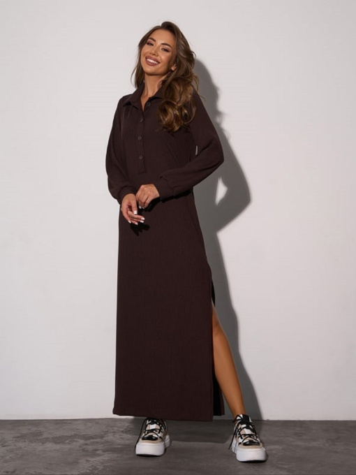 Платье макси ISSA Plus модель 14814A_темно_коричневый Фото