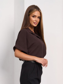 Блуза ISSA Plus модель 15278_темно_коричневый Фото