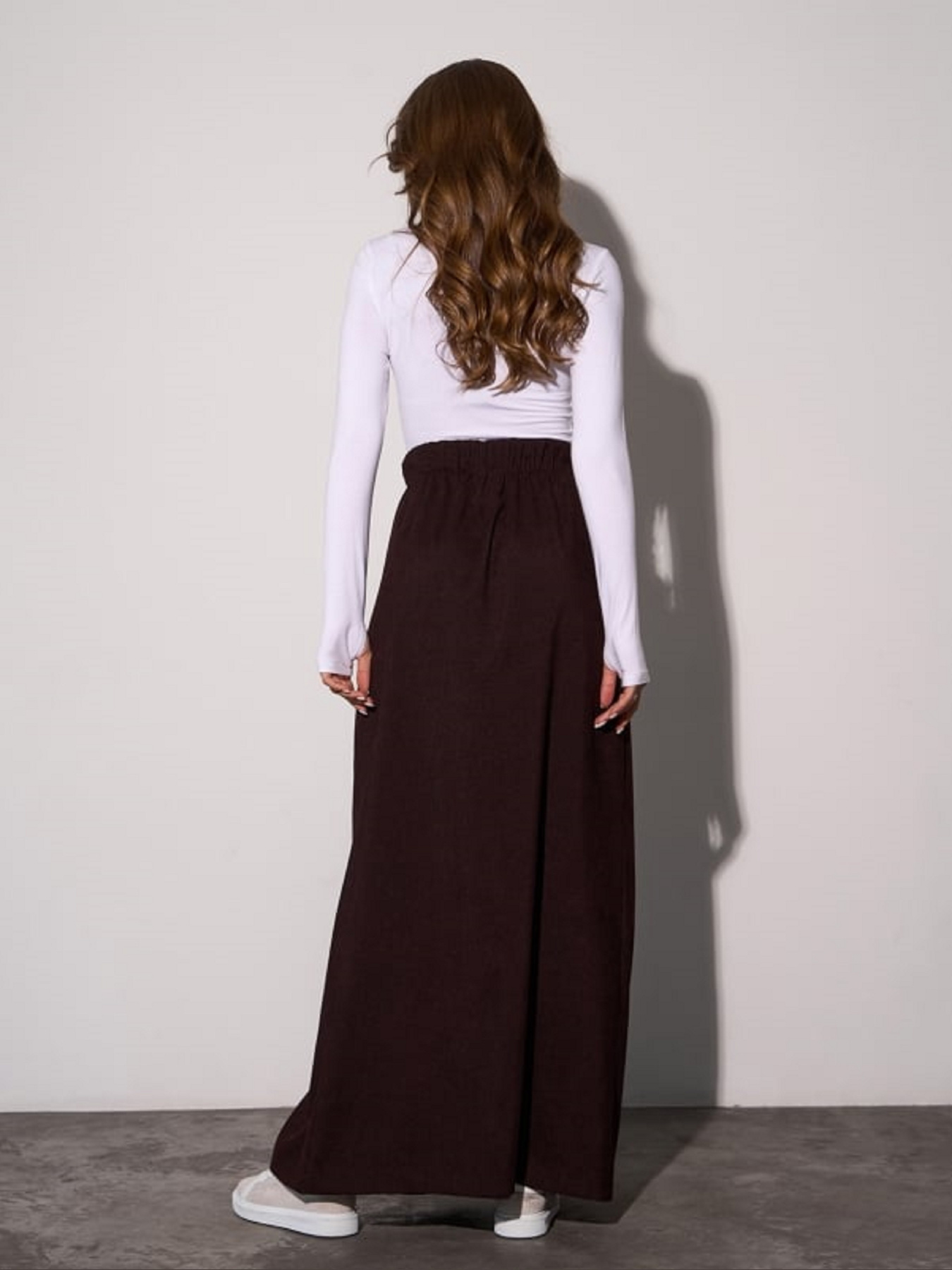 Спідниця максі ISSA Plus модель 15285_темно_коричневый Спідниця максі ISSA Plus модель 15285_темно_коричневый Фото