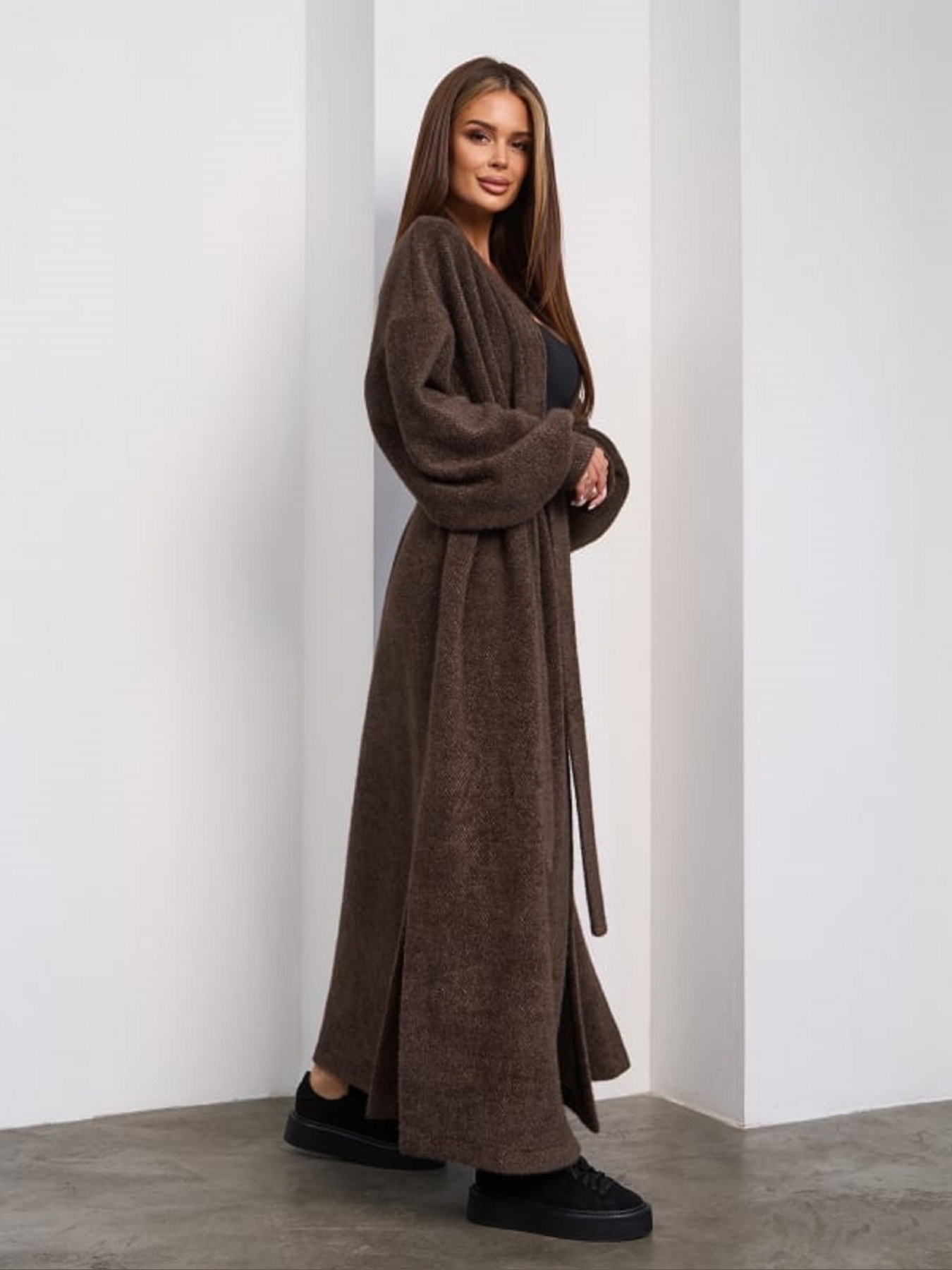 Кардиган ISSA Plus модель 15294_темно_коричневый Фото