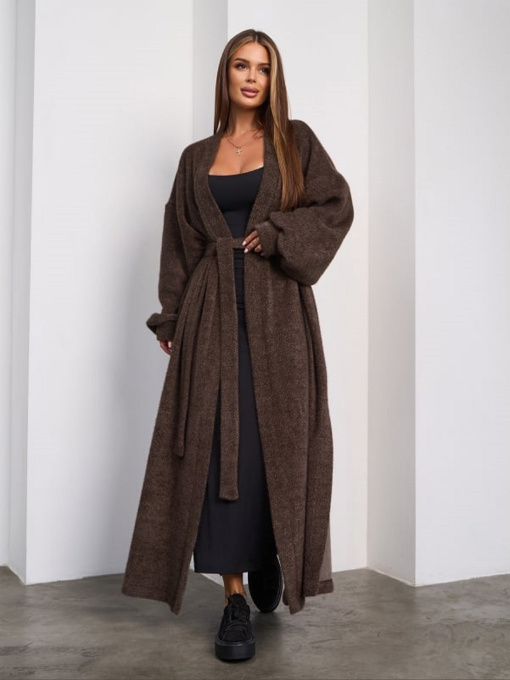 Кардиган ISSA Plus модель 15294_темно_коричневый Фото