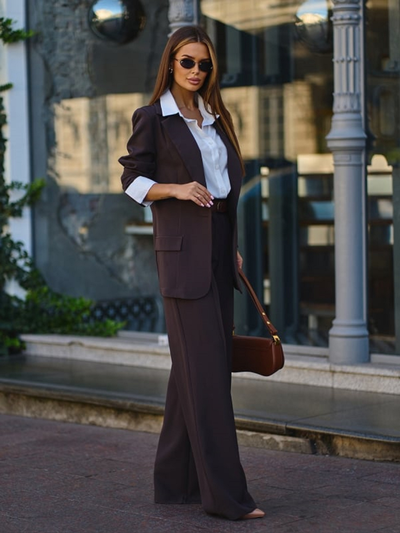 Діловий костюм ISSA Plus Модель 15051_темно_коричневый Фото