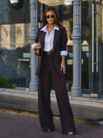 Деловой костюм ISSA Plus модель 15051_темно_коричневый Фото