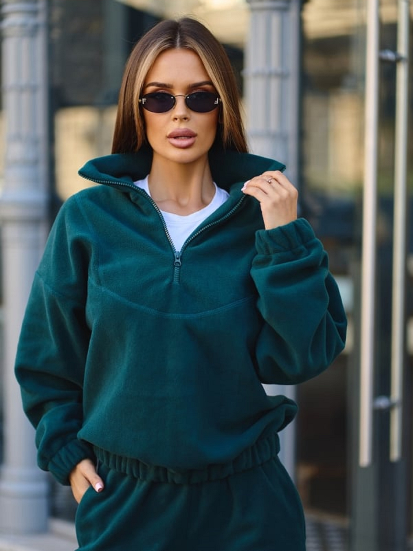 Повсякденний костюм ISSA Plus модель 13637_темно_зеленый Фото